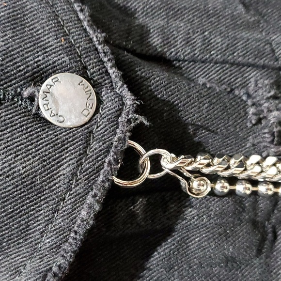 NWT NEW CARMAR ZEUS BLACK CHAIN DENIM JACKET SIZE SMALL OPEN BACK CUT OUT - Picture 4 of 13